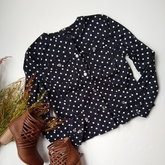Chaps Jackets & Blazers - /Chap's/ navy polkadot denim jacket